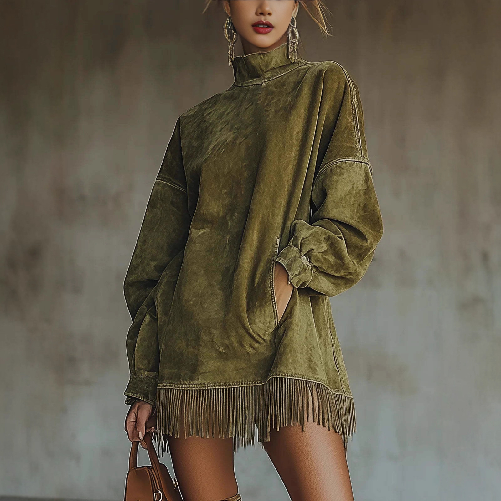 Guangzhou Street Fashion - 2026 New Fashion Tassel Long-sleeved Dress