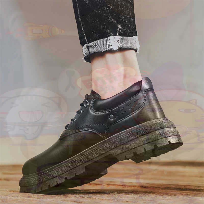 Guangzhou Street Fashion - Dark Natural Leather Fashion Trainers Tennis