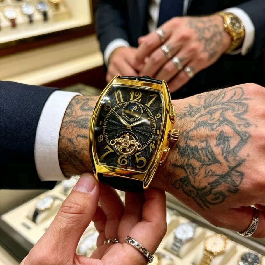 Street Fashion Guys - Punk-Style Barrel-Shaped Men's Mechanical Watch, Fully