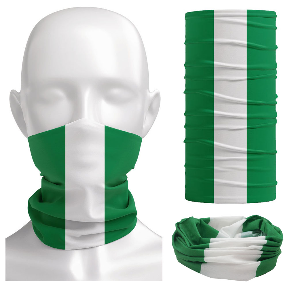 Balaclava Face Mask - Nigeria Flag Bandanna Women Neck Gaiter