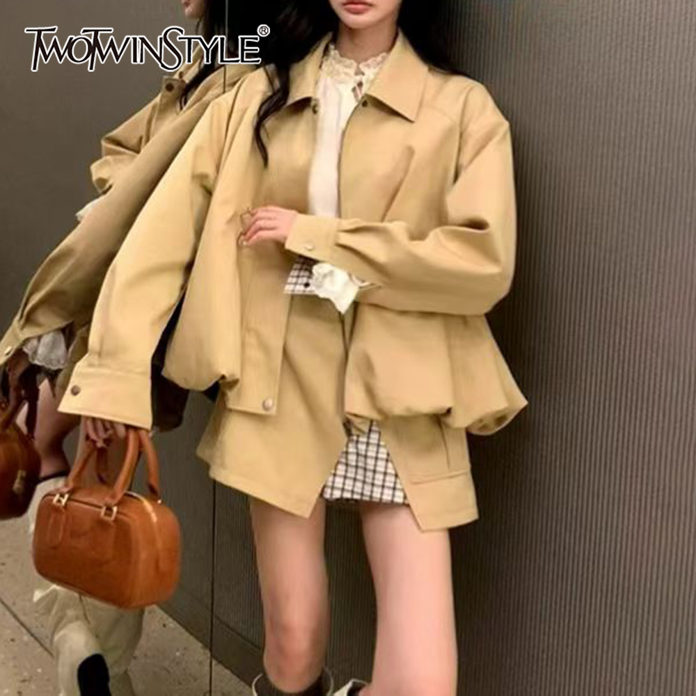 TWOTWINSTYLE Khakl Spliced Poc - đánh giá và giá Street Fashion Jacket