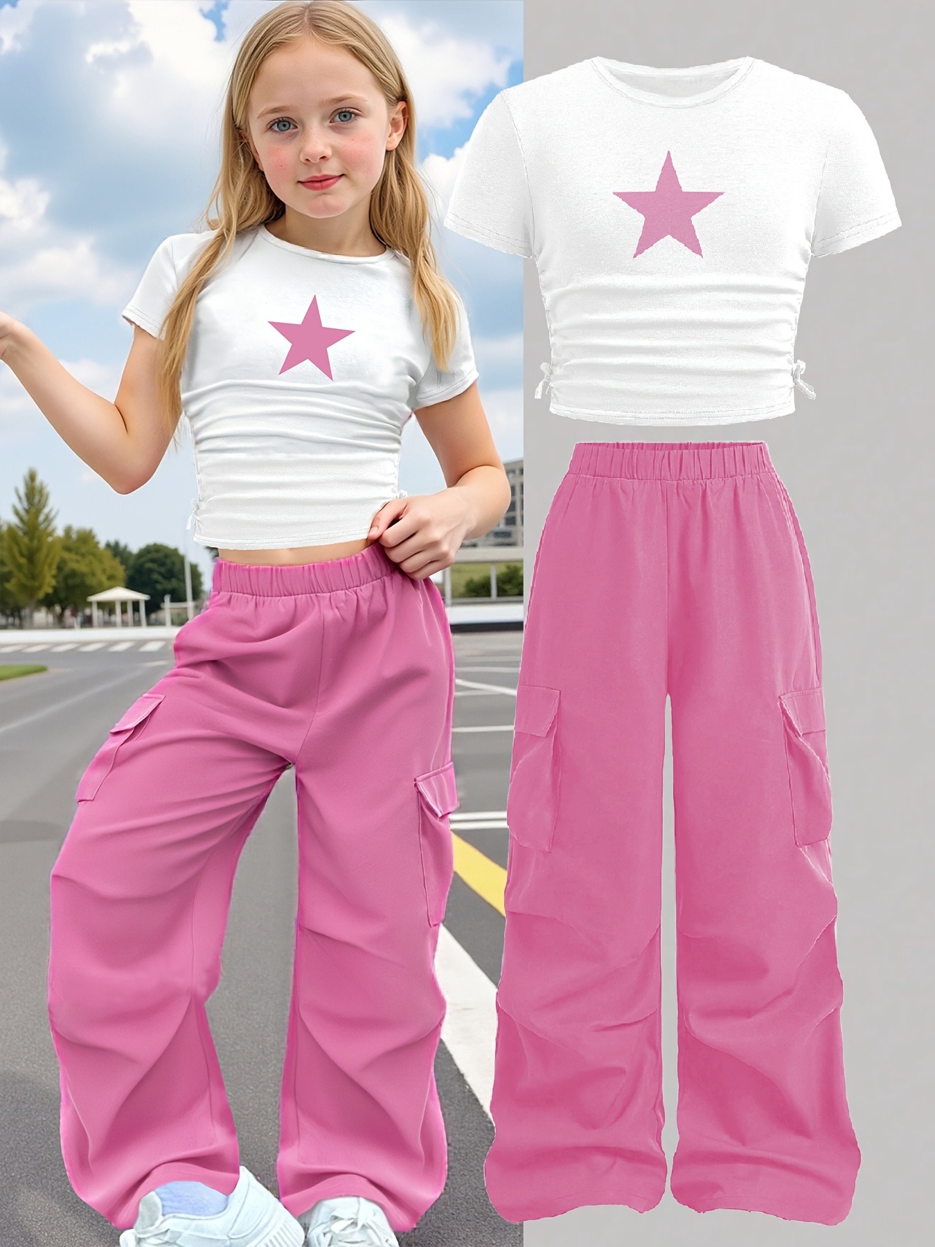 Trendy Girls 2Pcs Co-Ord, Whit - đánh giá và giá Street Fashion Co