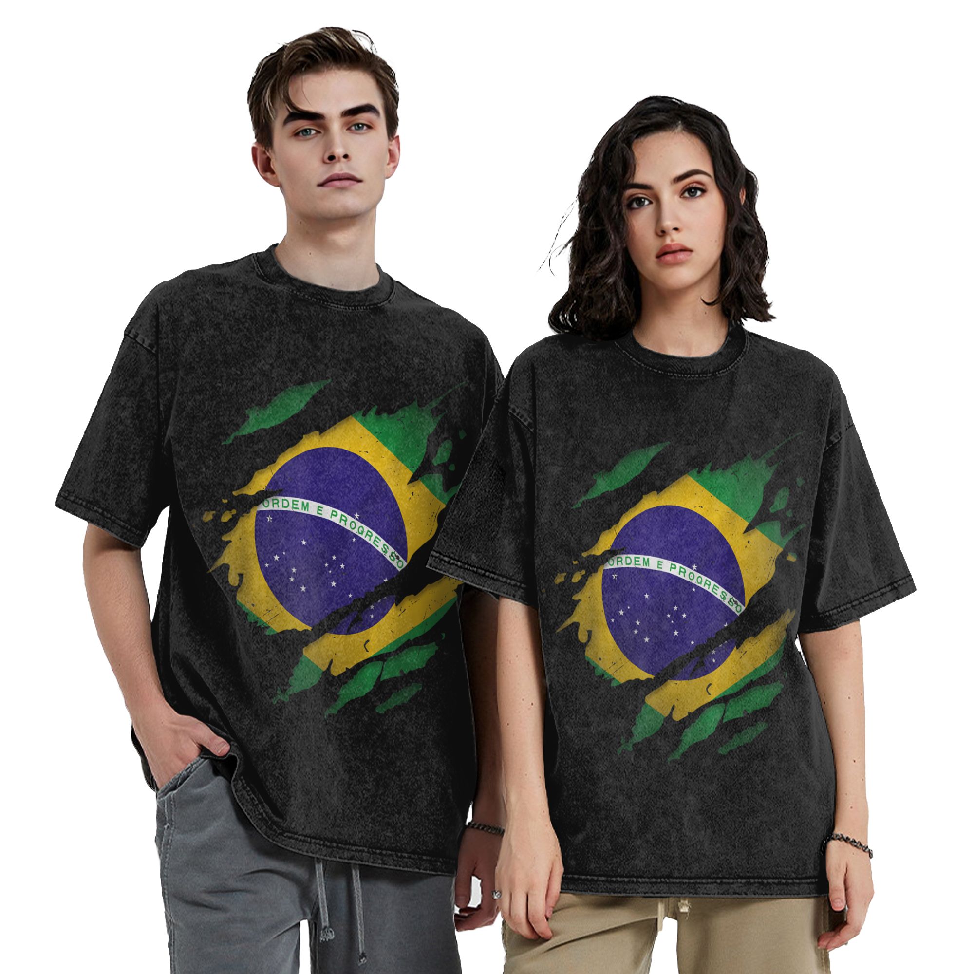 Brazil Brazilian Flag Washed T - đánh giá và giá Street Fashion Brazil