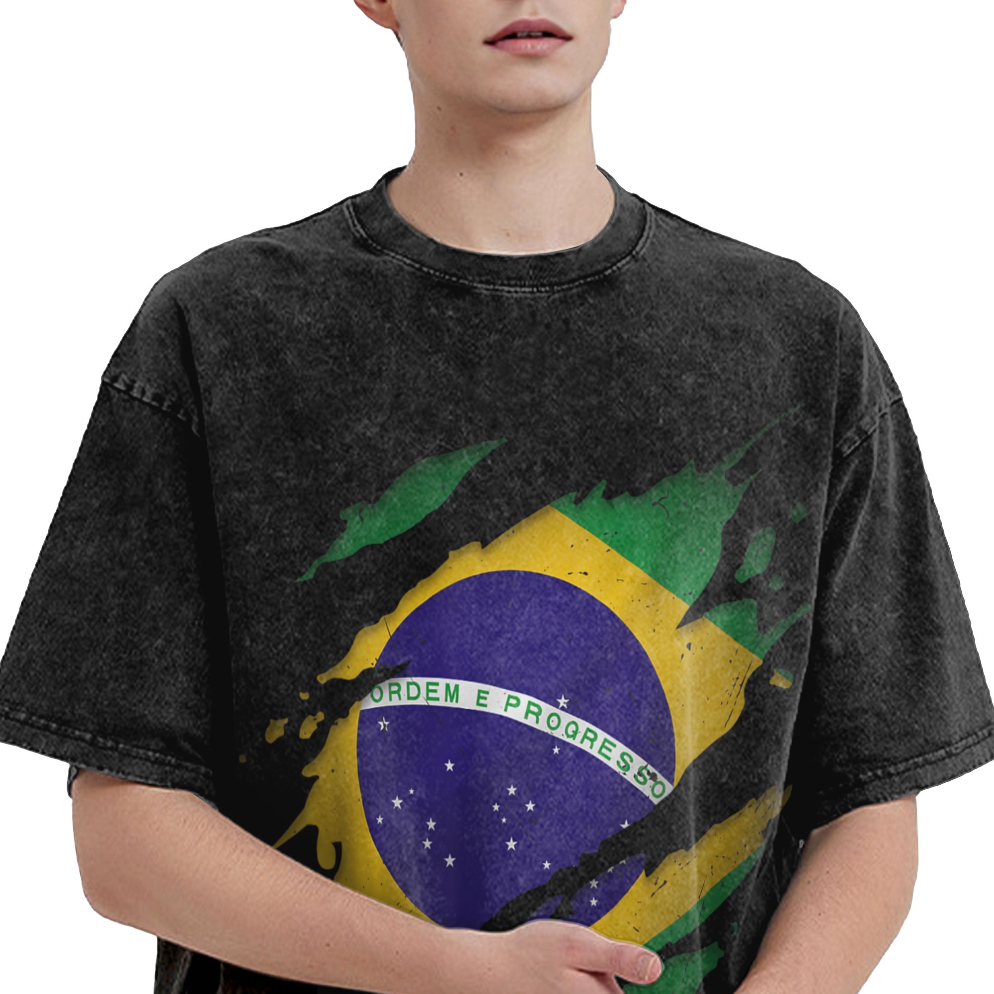 Brazil Brazilian Flag Washed T - đánh giá và giá Street Fashion Brazil