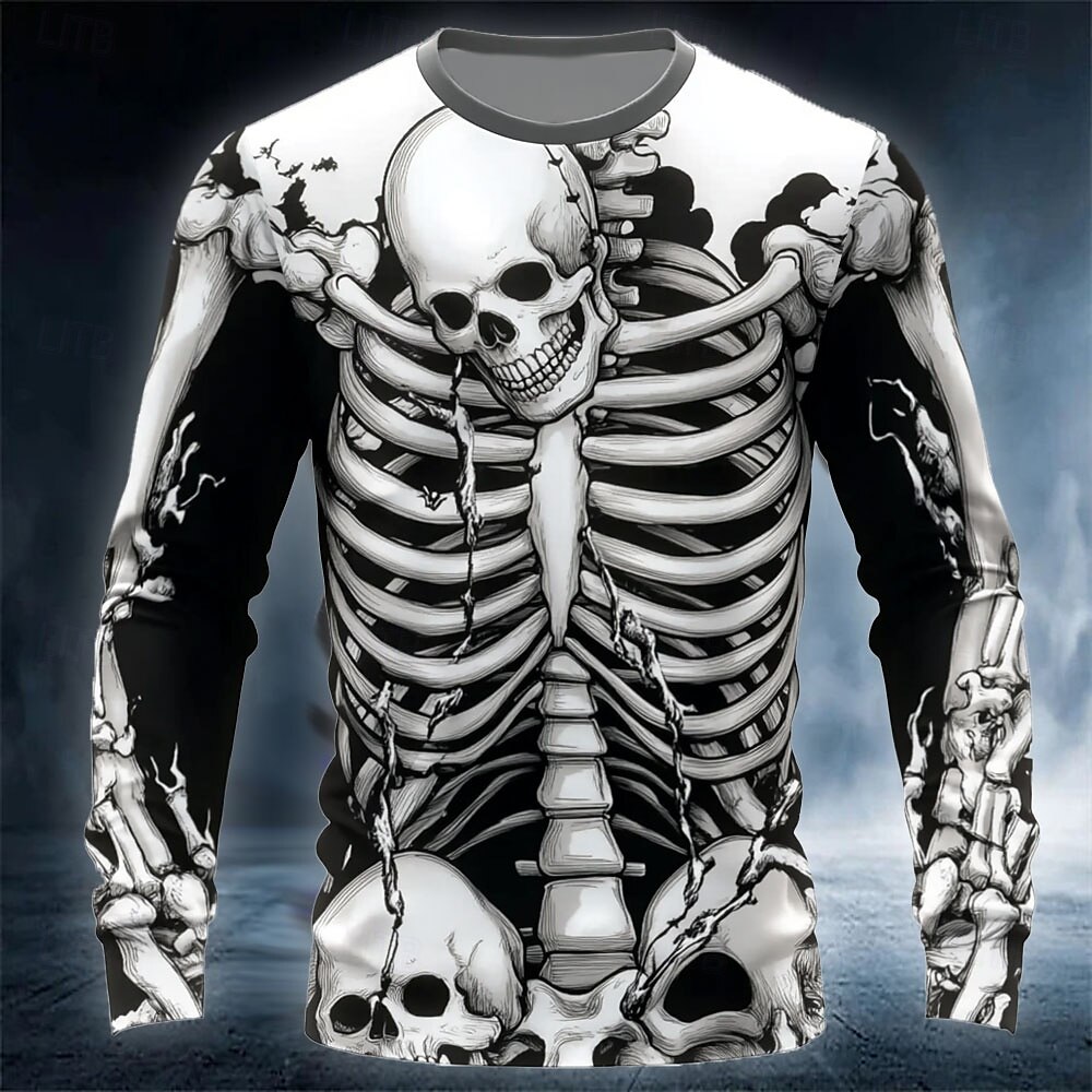 Funny 3D Skull Print Men's T-s - đánh giá và giá Street Fashion Hip Hop