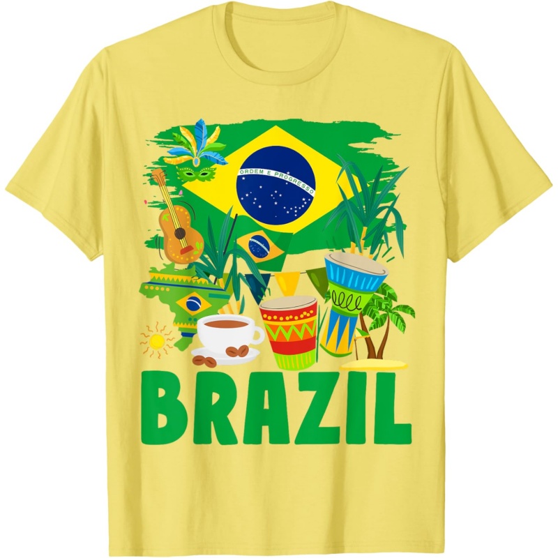 3D Printed Brazil Music T-Shir - đánh giá và giá Street Fashion Brazil