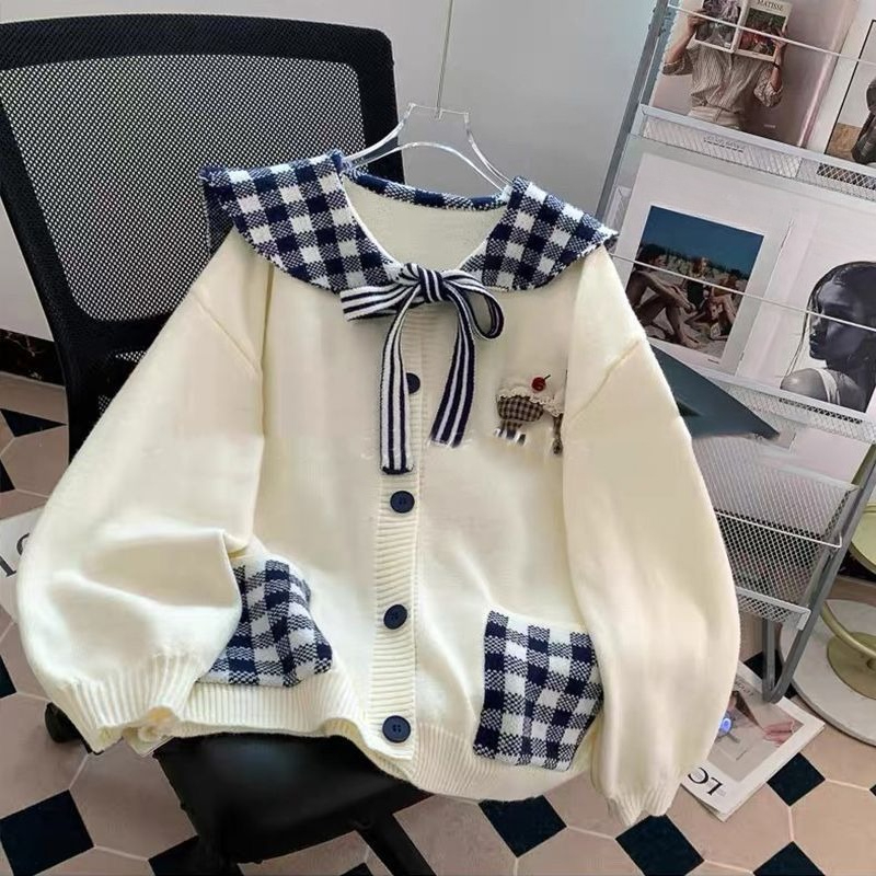 Retro Sweet Knitted Outerwear  - đánh giá và giá Japanese Street Fashion Female