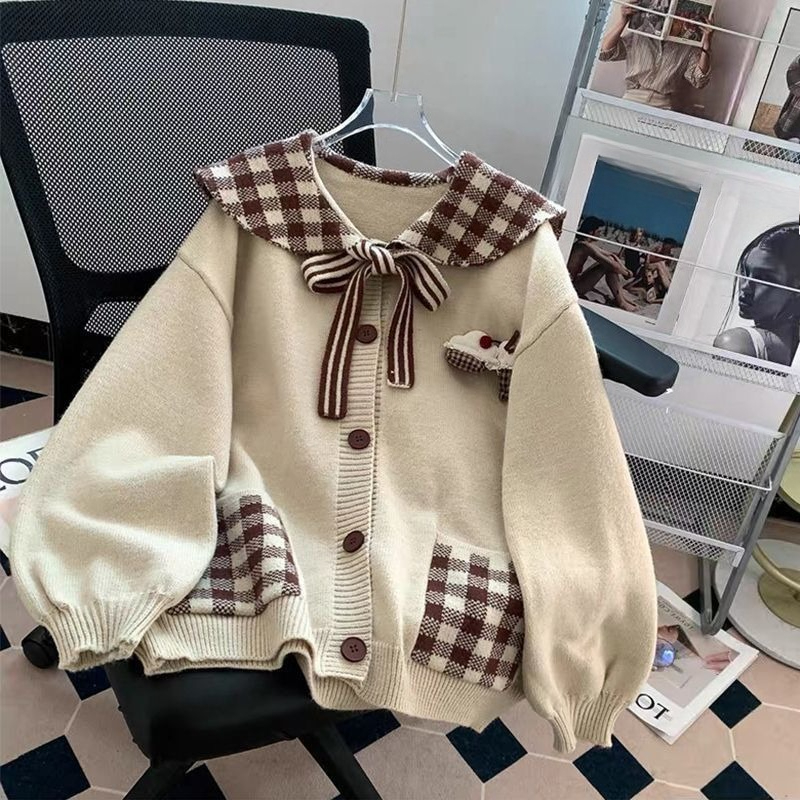 Retro Sweet Knitted Outerwear  - đánh giá và giá Japanese Street Fashion Female